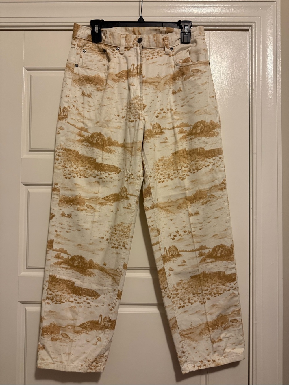 Vintage L.L.Bean Women’s Scenic Toile Print Pants size 12 petite